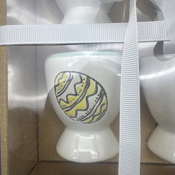 Grace Teaware Bunny Boulevard Colorful Ceramic Egg Cups Set Of 4 NEW Farmhouse - Picture 4 of 8